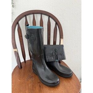 Capelli New York Rain Boots Size 6 Black Rubber Waterproof Riding Style Boots